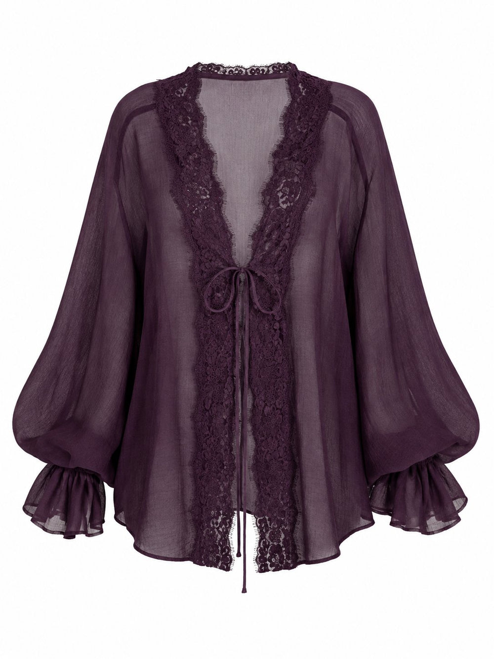 Mürdüm Dantelli Transparan Bluz - 5108