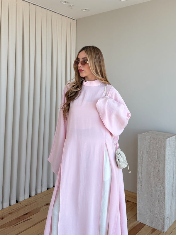 Pembe Yırtmaçlı Uzun Tunik - 8515