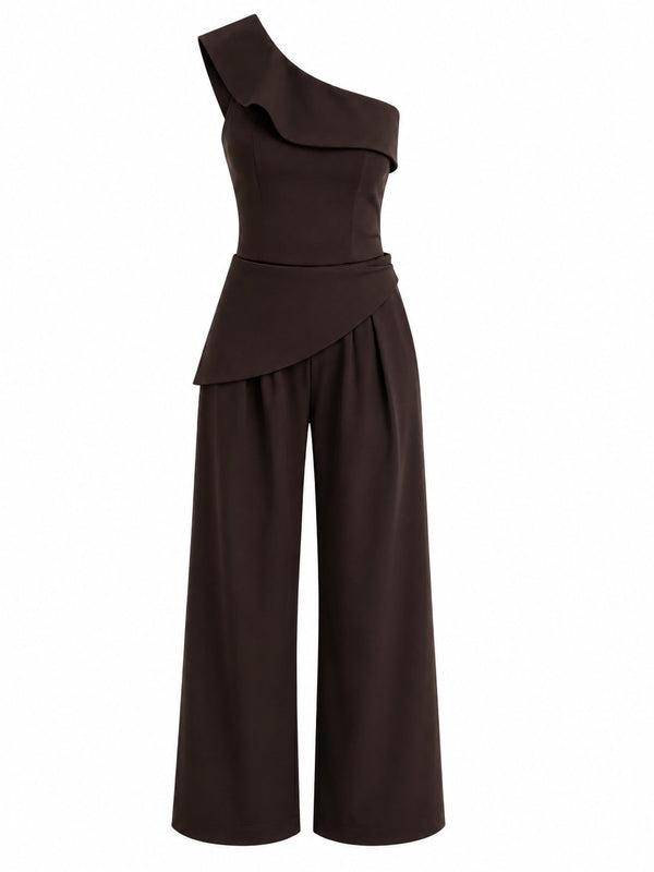 Acı Kahve Tasarım Yaka Bluz Pantolon Takım - TK8003