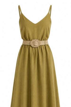 Olive Hasır Kemerli Elbise - 2y3303