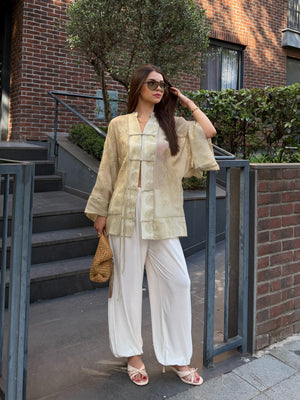Adaçayı Frog Kapama Nakışlı Kimono - 5096