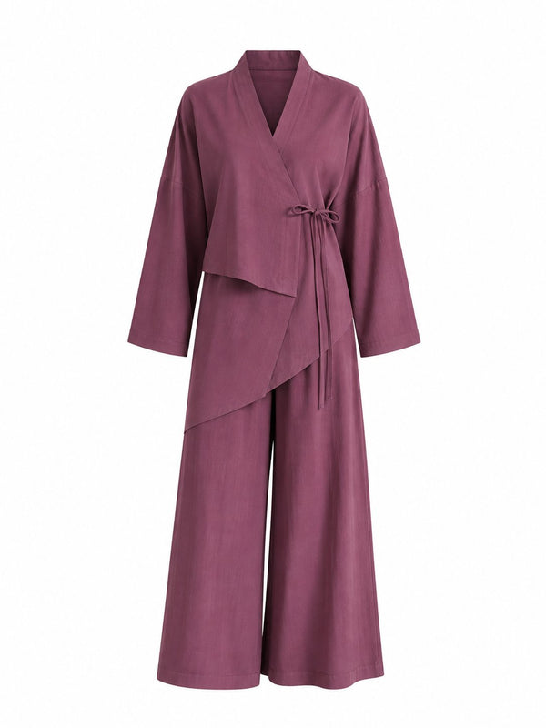 Gül Kurusu Bel Tasarım Detaylı Kimono Takım - TK8009