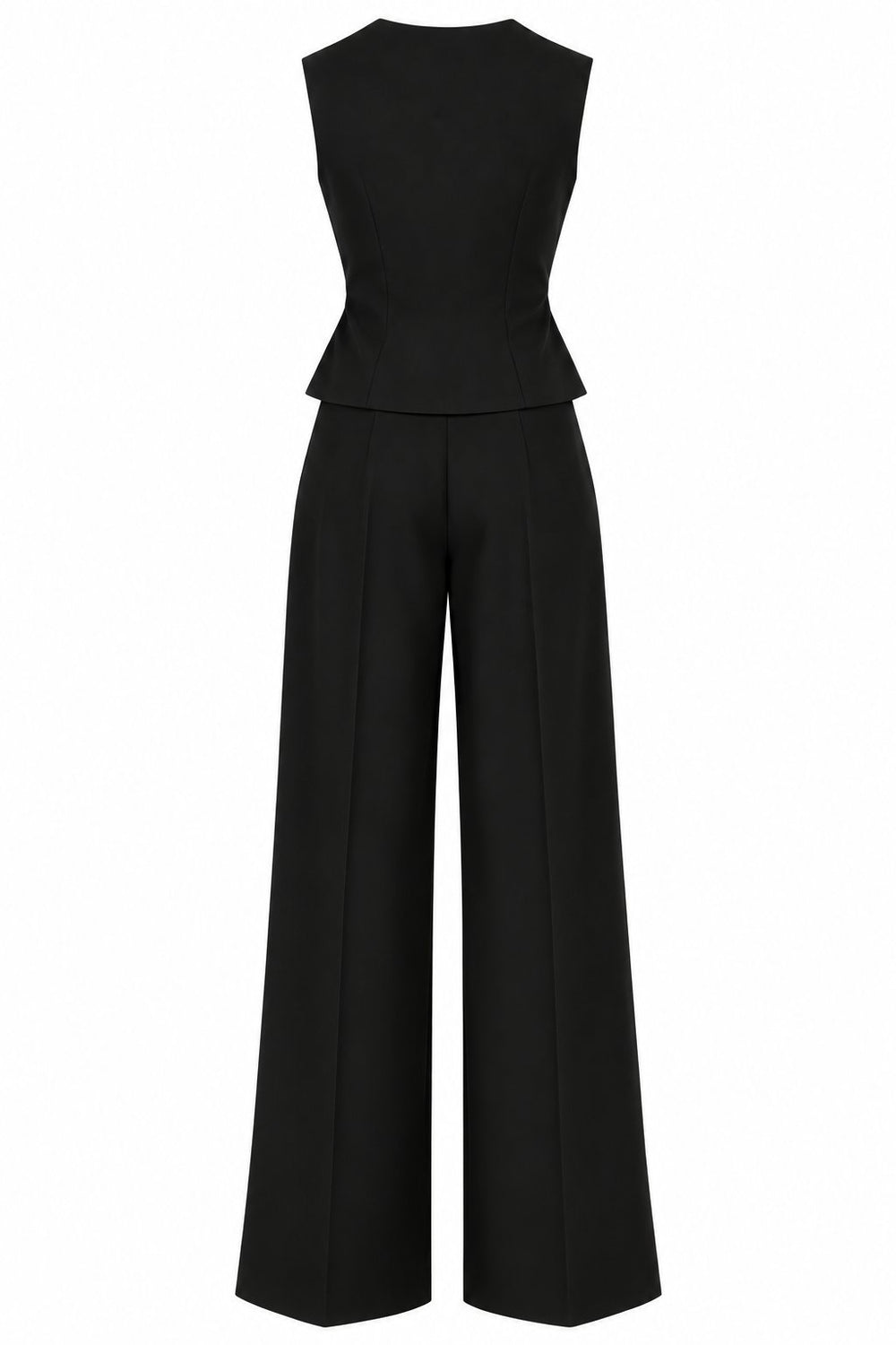Siyah Donna Kruvaze Yaka Yelek Pantolon Takım - 3y8496