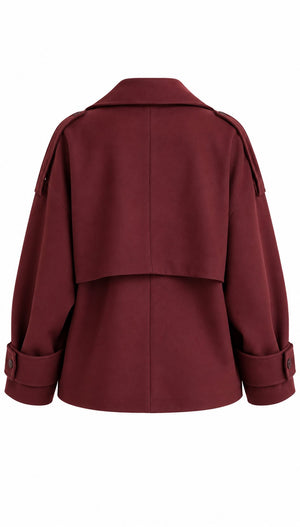Bordo Kruvaze Yaka Trençkot - 2y7537