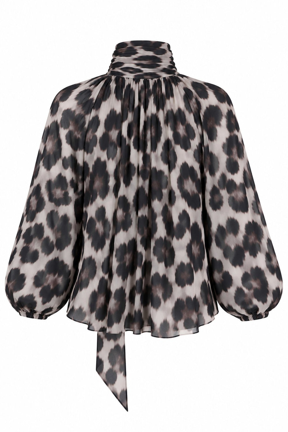 Leopar Desenli Fular Yaka Bluz | LALUVIA