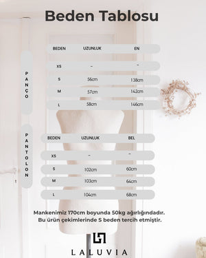 Ekru Çıtçıt Detaylı Paçası Lastikli Panço Takım - 4181