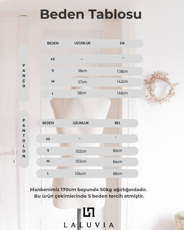 Ekru Çıtçıt Detaylı Paçası Lastikli Panço Takım - 4181