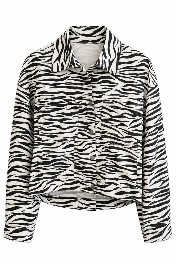 Ekru Zebra Gabardin Ceket - 0198