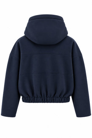 Lacivert Kapüşonlu Fermuarlı Sweatshirt - 1226