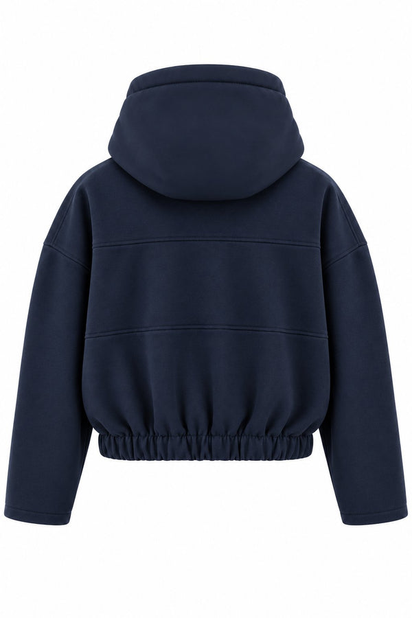 Lacivert Kapüşonlu Fermuarlı Sweatshirt - 1226