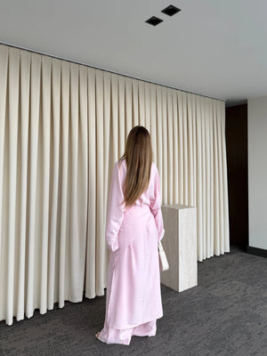 Pembe Bağlama Aksesuarlı Kimono Takım- 8428