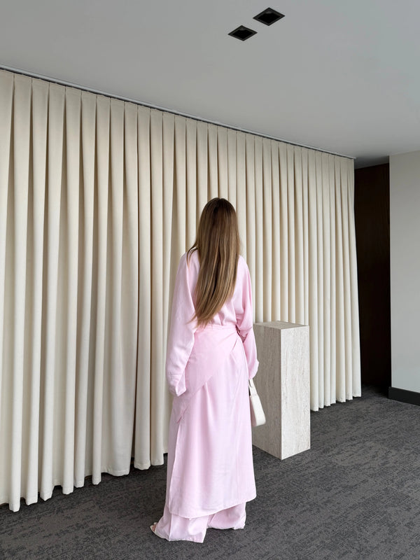 Pembe Bağlama Aksesuarlı Kimono Takım- 8428