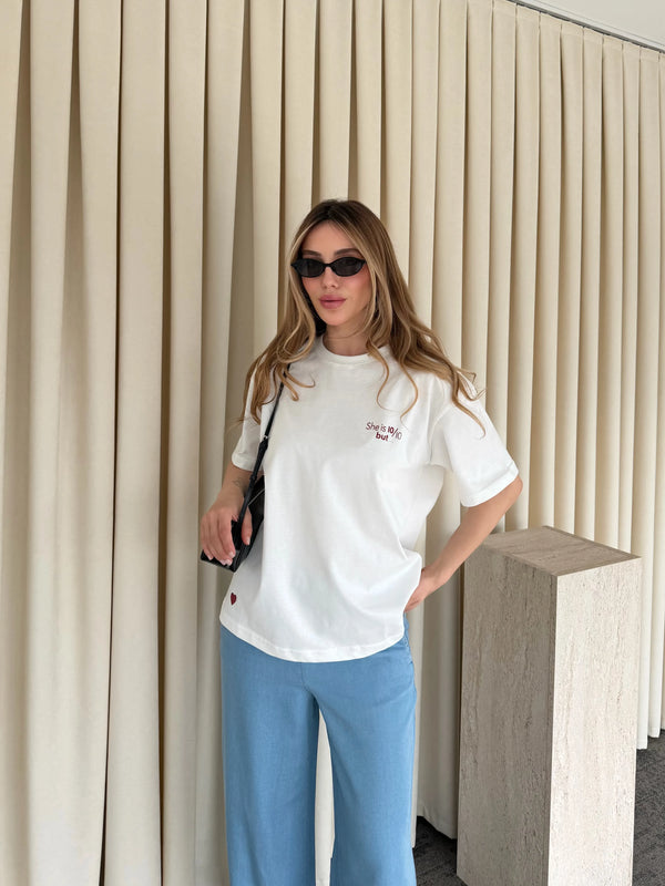 Ekru Baskılı Tshirt - 0924