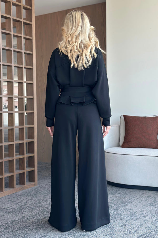 Siyah Bel Kemerli Pantolon Pensli Takım - 7278