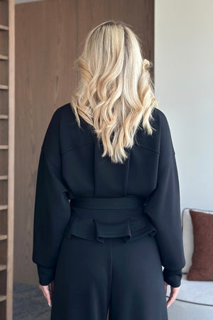 Siyah Bel Kemerli Pantolon Pensli Takım - 7278