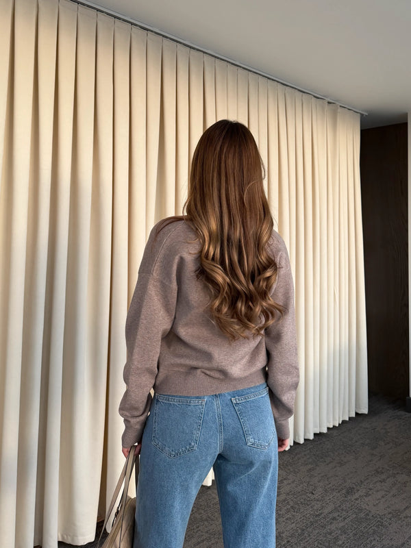 Bej İkili V Yaka Kazak - 251206