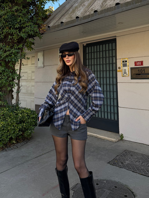 Gri Lacivert Vogar Gömlek - 110241