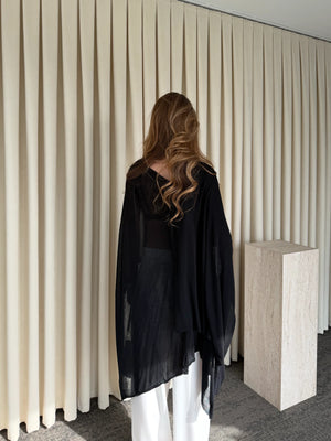 Siyah Muadil Tasarım Triko Pelerin Şal - 5241