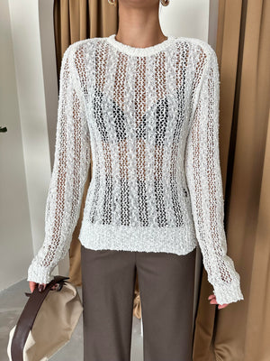 Ekru Örümcek Ağı Triko Bluz