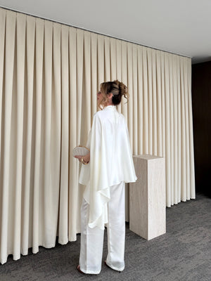 Ekru Saten Bluz Pantolon Takım - 265072