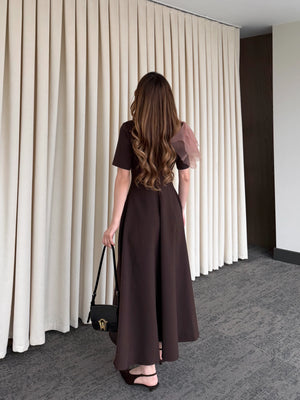 Kahverengi Seyyar Broşlu Elbise - 3151