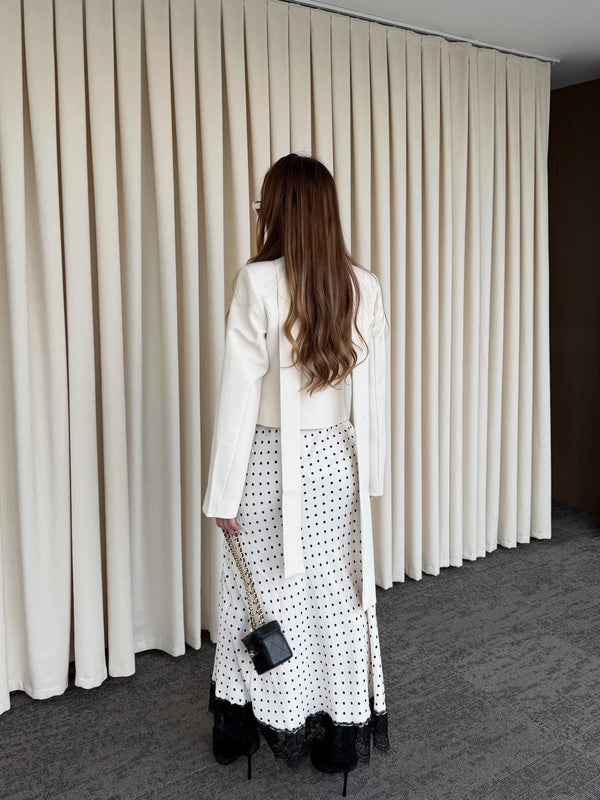 Ekru Vatkalı Fularlı Ceket - 85175