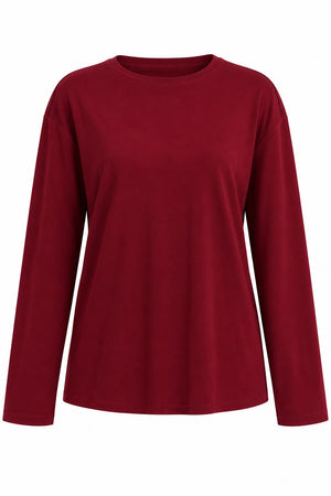 Bordo Bisiklet Yaka Rahat Kesim Bluz - 24151