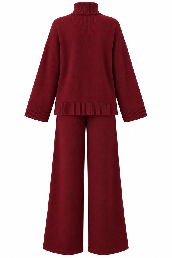Bordo Boğazlı 2'li Pantolon Takım - 2y4672