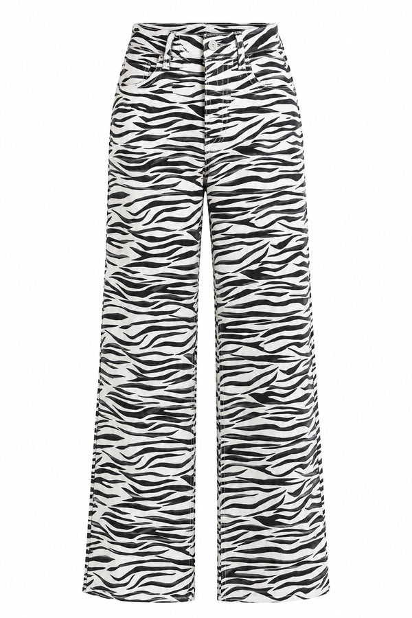 Ekru Zebra Gabardin Pantolon - 0090