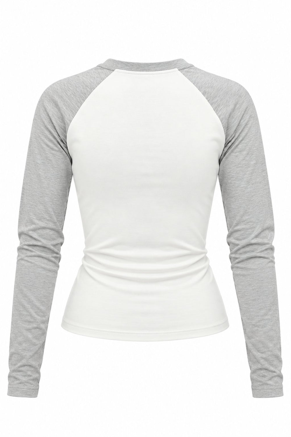 Gri Slim Fit Kontrast Uzun Kollu Bluz | LALUVIA