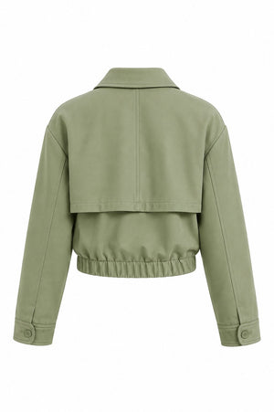 Çağla Beli Lastikli Crop Ceket - 4020