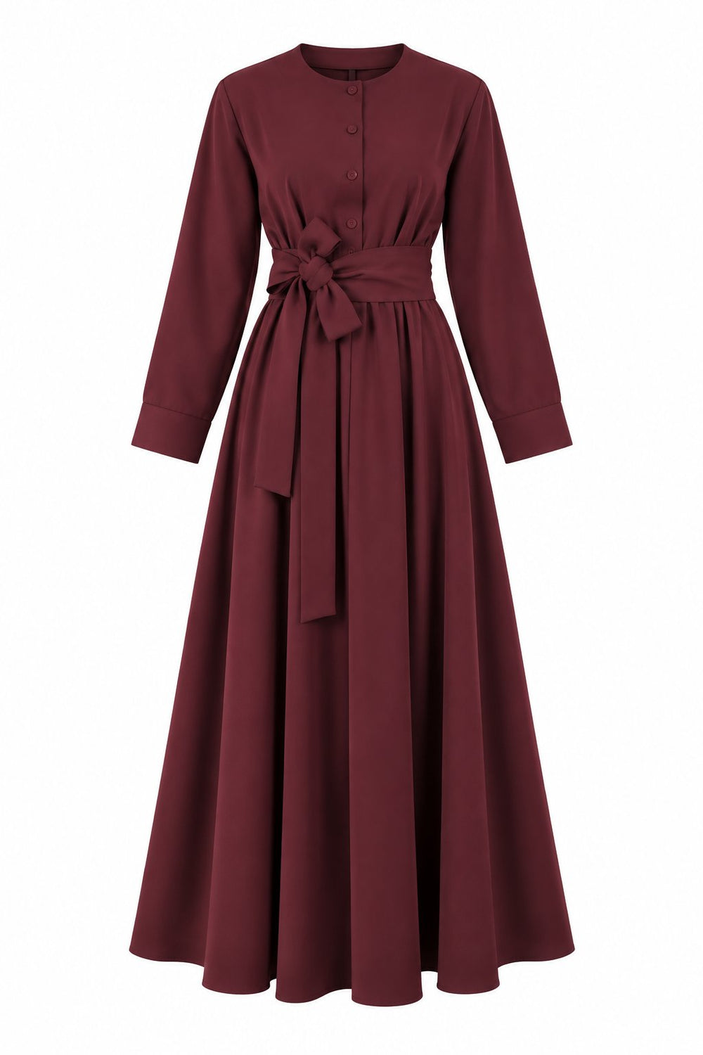 Bordo Salaş Pileli Elbise - 2y2330
