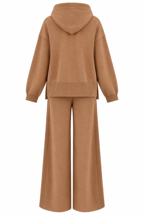 Camel Kapüşonlu Triko Takım - 0511