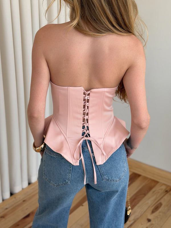 Pembe Sırt İp Detaylı Büstiyer - 8507