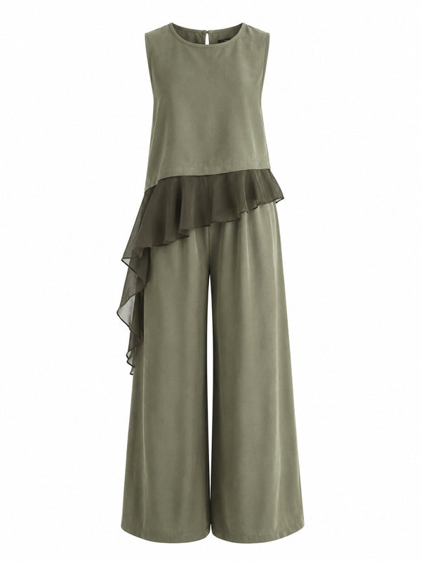 Haki Garnili Bluz Pantolon Takım - 51391