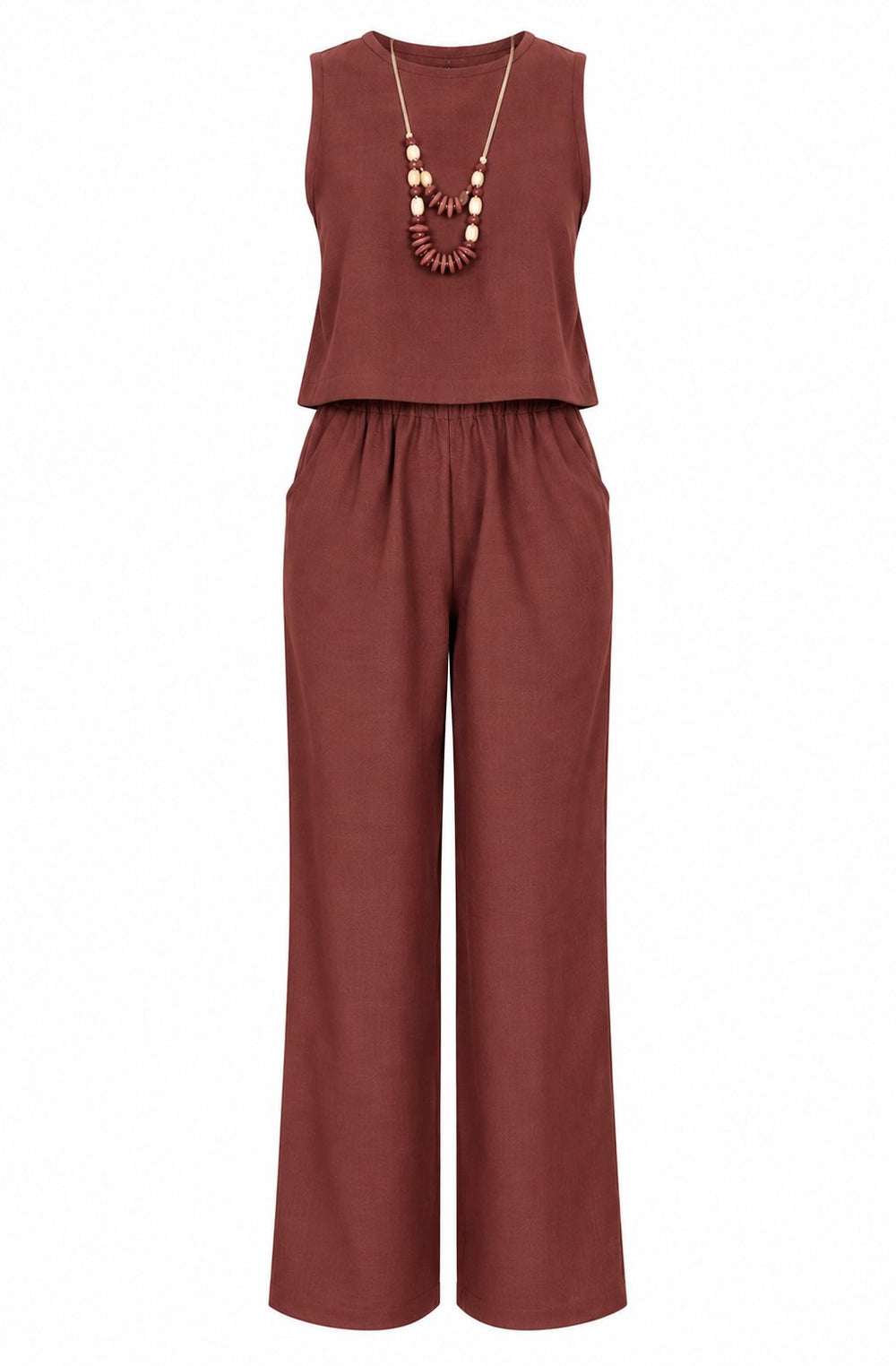 Kiremit Aksesuarlı Bluz Pantolon 2'li Takım - 2y8757