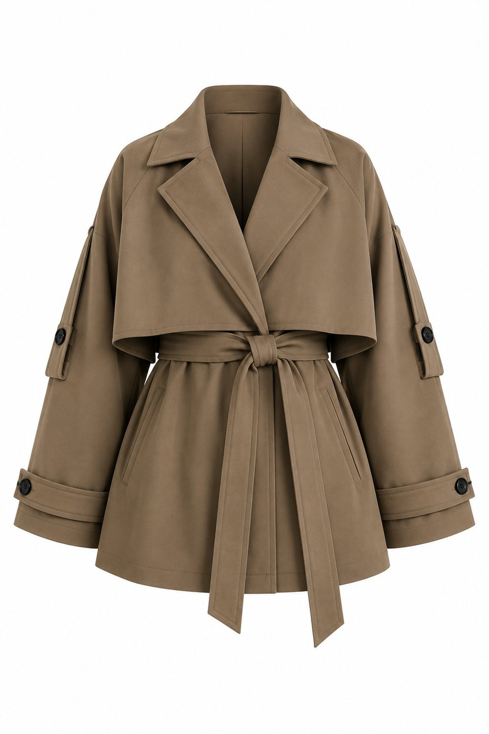 Mocca Oversize Düşük Omuz Kısa Trenç - 9580