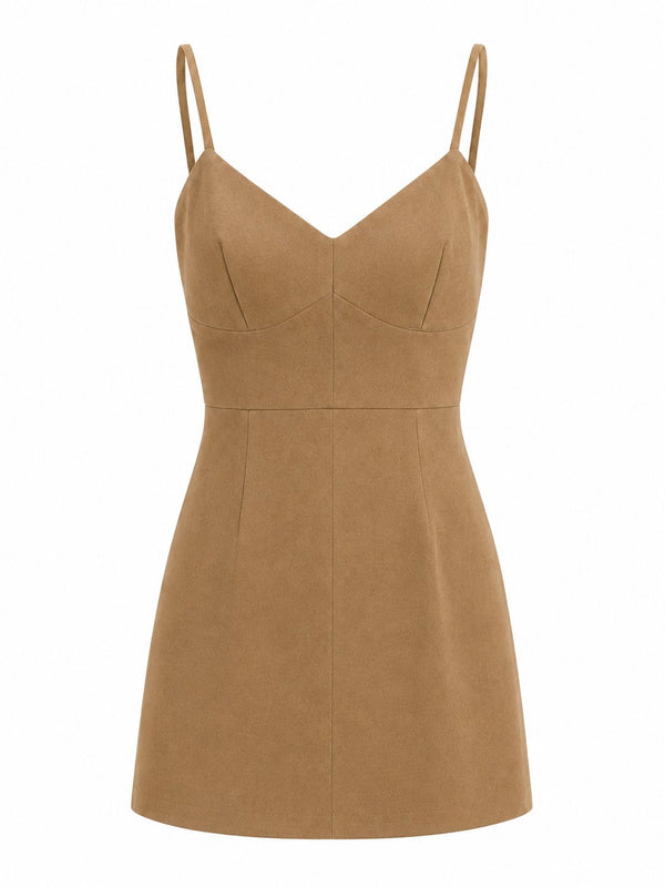 Camel Süet Ceket Elbise Takım - Tk242467