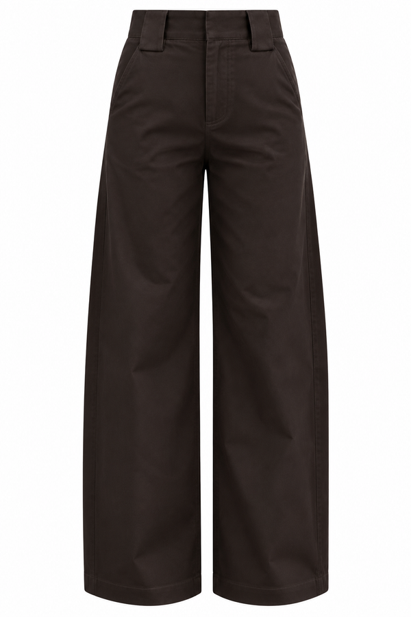 Kahverengi Geniş Köprülü Barrel Pantolon - 4290