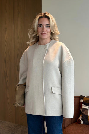 Taş %100 Yün Kısa Kaban - 512157