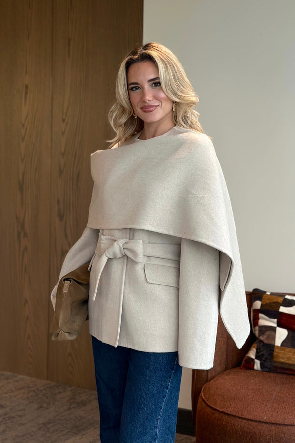 Taş %100 Yün Kısa Kaban - 512157