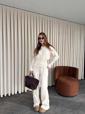 Ekru Çıtçıt Düğmeli Triko Takım - 904