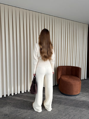 Ekru Çıtçıt Düğmeli Triko Takım - 904