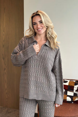 Kahverengi Örgü Triko Takım - 98074