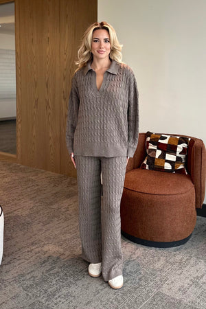 Kahverengi Örgü Triko Takım - 98074