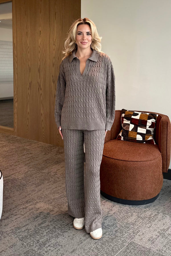 Kahverengi Örgü Triko Takım - 98074