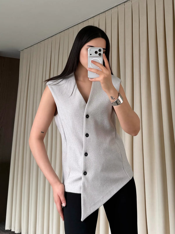 Taş Venedik Çapraz Düğmeli Yelek