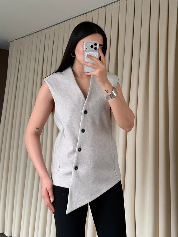 Taş Venedik Çapraz Düğmeli Yelek