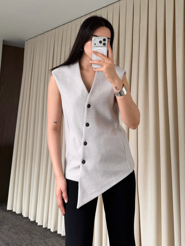 Taş Venedik Çapraz Düğmeli Yelek