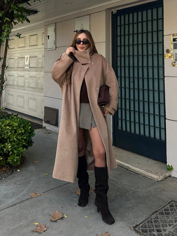 Vizon Vittoria Düğmeli Yaka Kaban - 2511